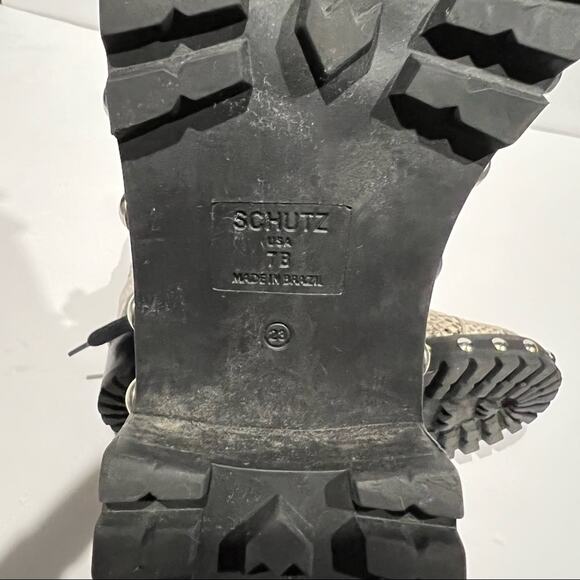 Schutz Women's Andrea Studded Faux Python Snake-Print Leather Combat Boot Size 7 - Picture 12 of 12